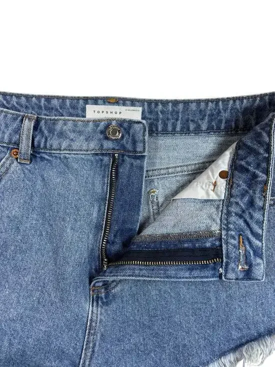 Topshop Kiri Blue Distressed Denim Cut Off Shorts - Picture 3 of 6